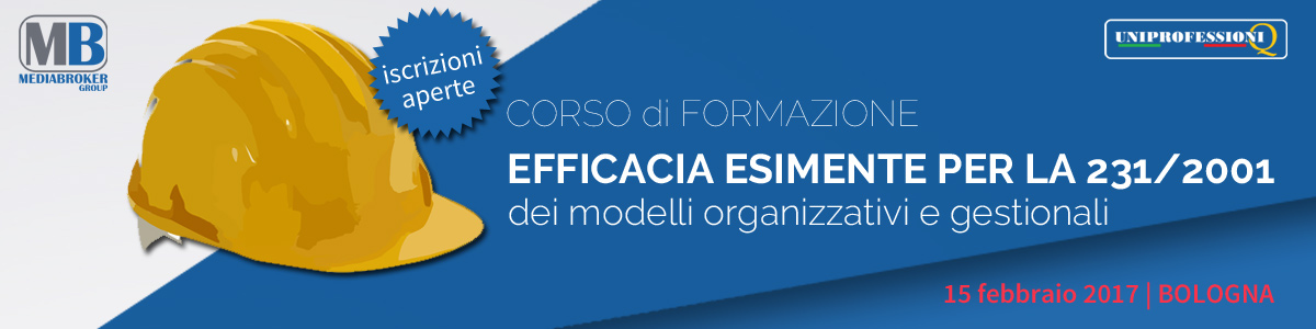 Corso Efficacia esimente per la 231/2001 dei MOG