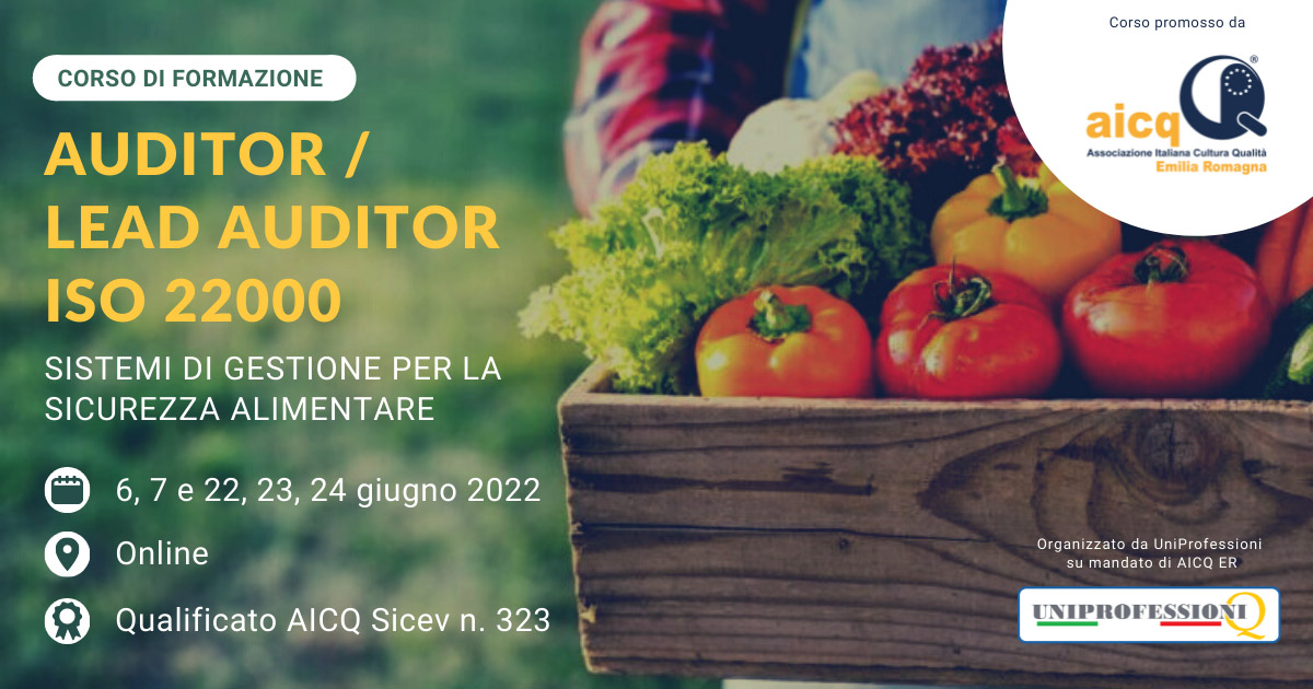 Corso per Auditor/Lead Auditor ISO 22000
