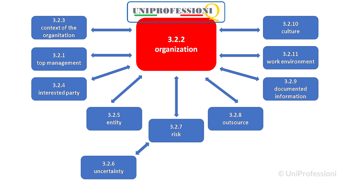 Mappa concettuale dei termini relativi all'Organizzazione secondo la ISO 56000