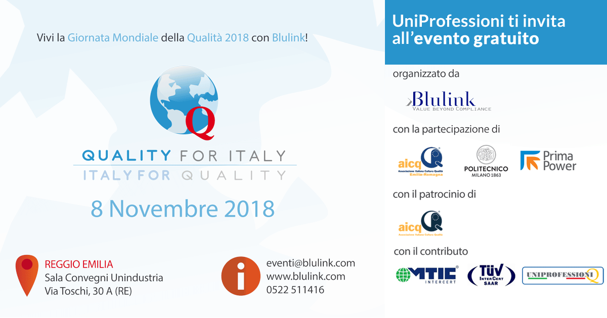Quality for Italy 2018 - Reggio Emilia - 9 novembre 2018