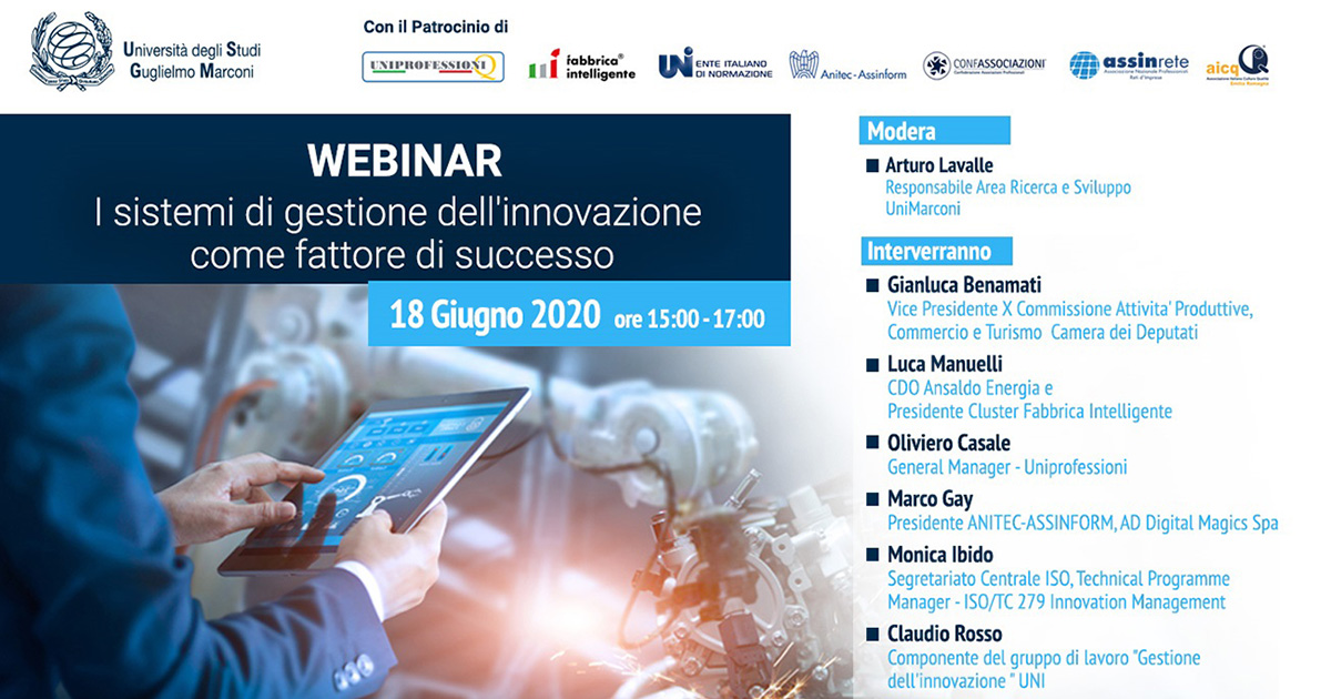 Webinar Sistemi Gestione Innovazione - 18 giugno 2020